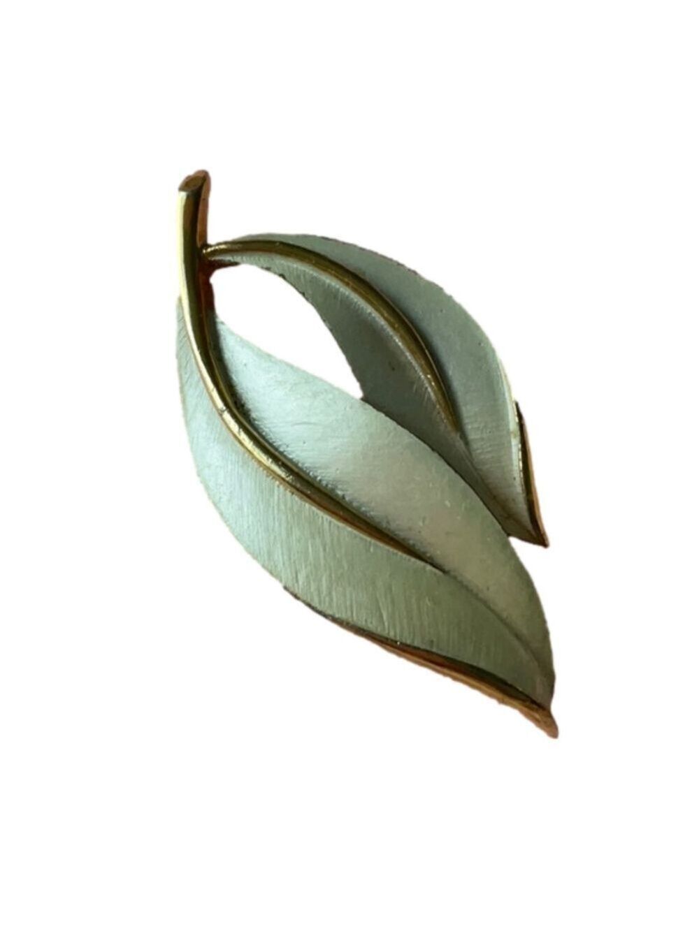 Sara Coventry White Gold Leaves Brooch Vintage